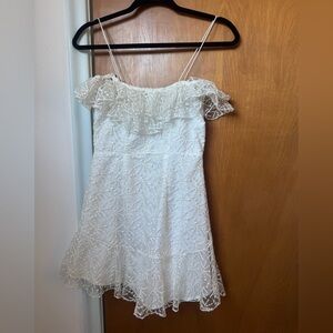 Here Comes the Sun Enchanted Fine Mesh Frill Dress White